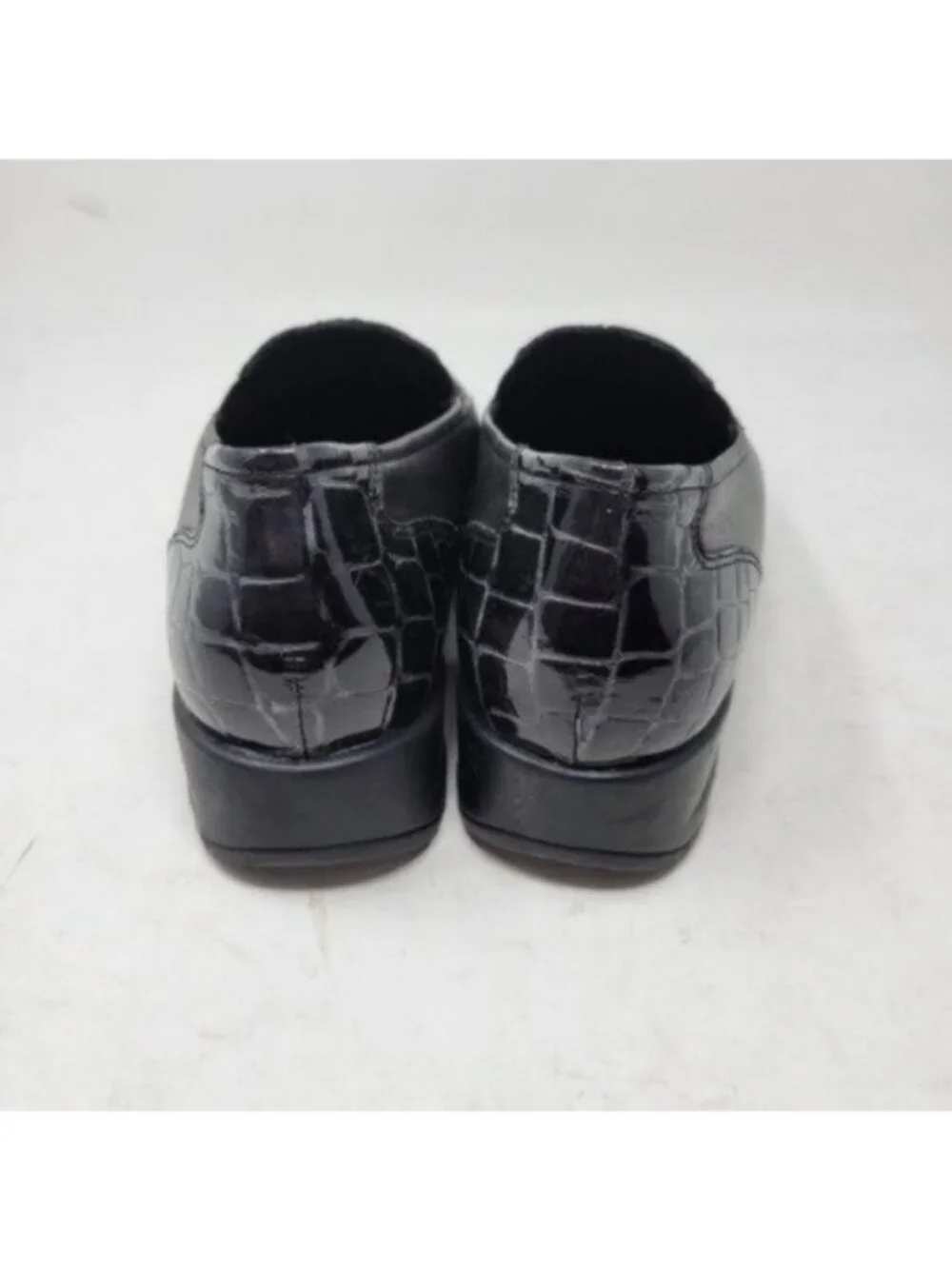 Ara Leather Crocodile Print Mokassin Slip On Loafer Shoe Black